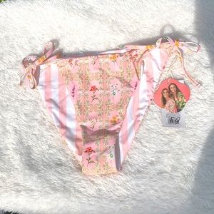 Floral stripe swim bottom reversible